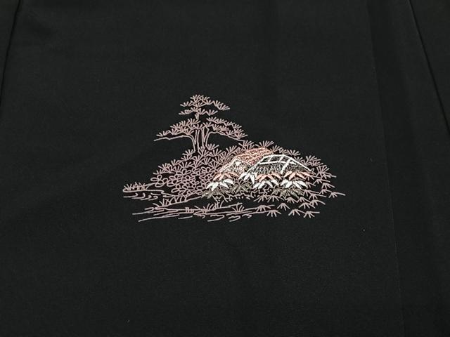 平和屋着物#羽織 刺繍 風景文 黒地 銀糸 正絹 逸品 CABI9483ua