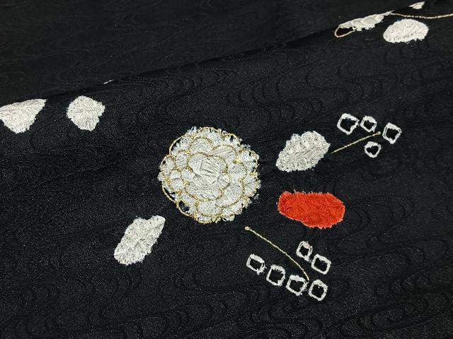 平和屋着物#羽織 絞り 舞花文 黒地 金彩 正絹 逸品 CABI9486ua