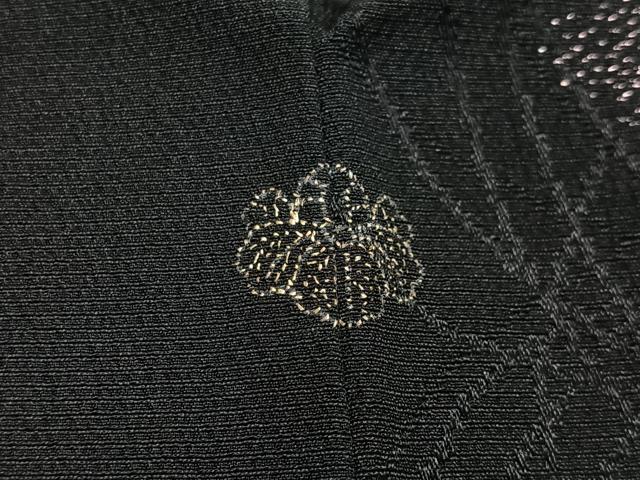 平和屋着物#羽織 寿光織 舞葉文 黒地 金糸 正絹 逸品 CABI9494ua