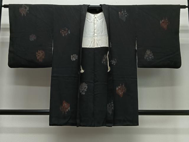 平和屋着物#羽織 寿光織 舞花文 黒地 金銀糸 正絹 逸品 CABI9498ua