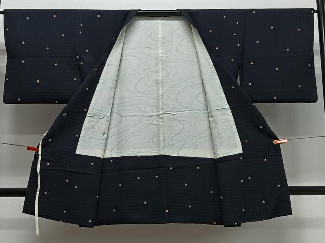 平和屋着物#道行コート 格子 ロング丈 正絹 逸品 CABI9501ua