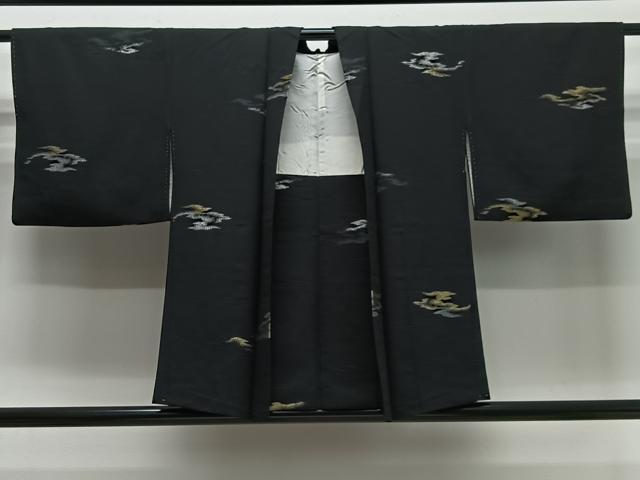 平和屋着物#羽織 寿光織 霞文 黒地 金銀糸 正絹 逸品 CABI9504ua