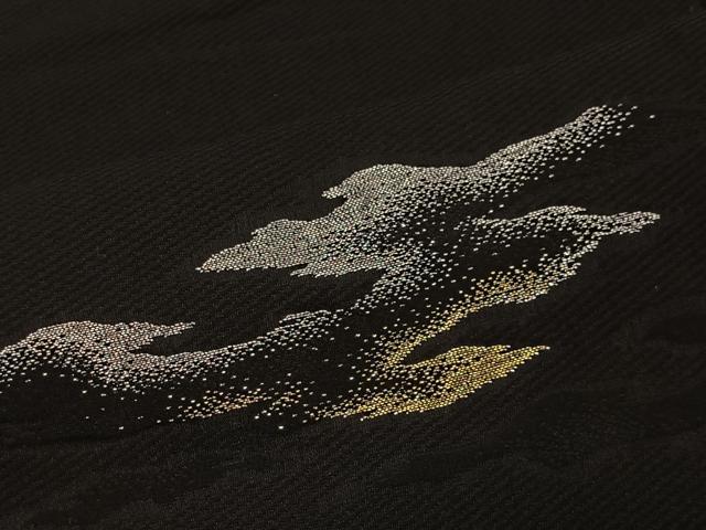 平和屋着物#羽織 寿光織 霞文 黒地 金銀糸 正絹 逸品 CABI9504ua