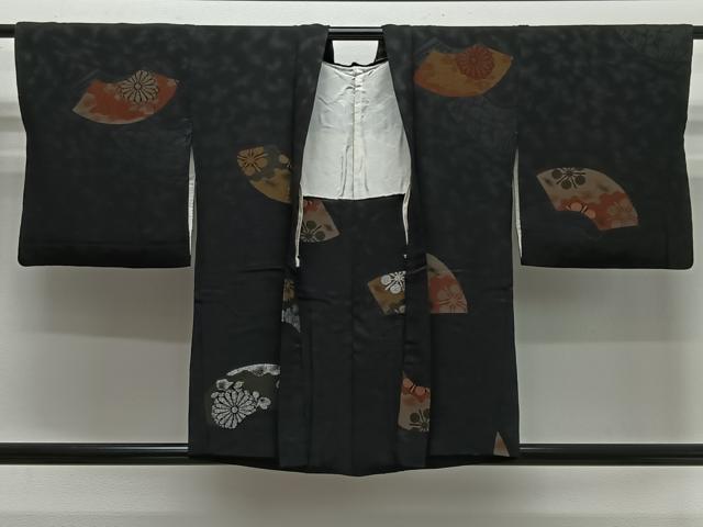 平和屋着物#羽織 寿光織 地紙花文 黒地 金銀糸 正絹 逸品 CABI9506ua