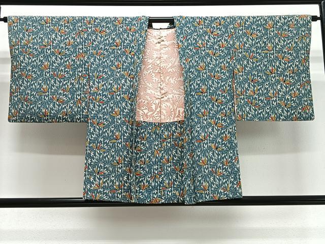 平和屋着物#羽織 型染め 笹竹文 正絹 逸品 CABI9509ua