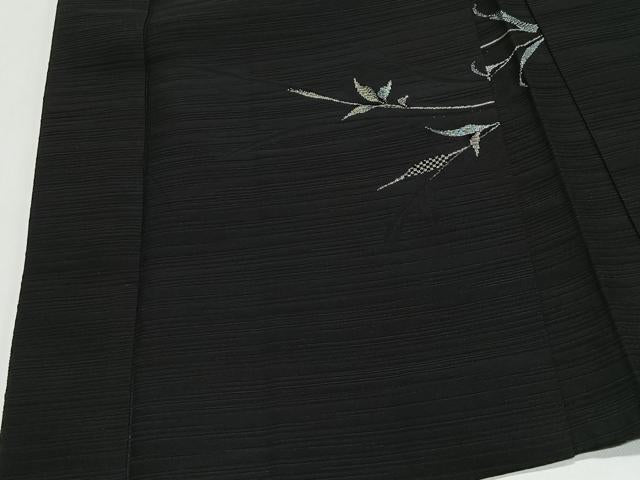 平和屋着物#羽織 寿光織 草葉文 黒地 金銀糸 正絹 逸品 CABI9511ua