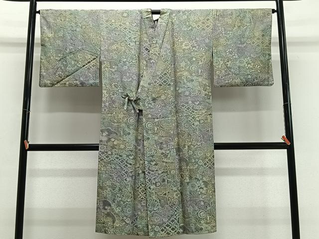 平和屋着物#道中着 単衣 更紗花唐草文 暈し染め ロング丈 正絹 逸品 CABI9525ua