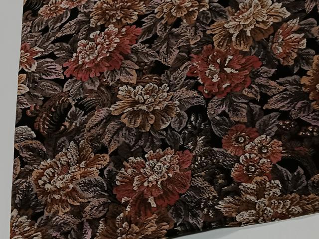 平和屋着物#和装コート ベロア 草花文 黒地 綿 逸品 CABI9526ua