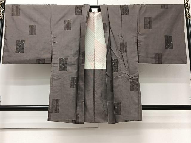 平和屋着物#羽織 本場大島紬 9マルキ 色紙麻の葉文様 正絹 逸品 CABI9531ua