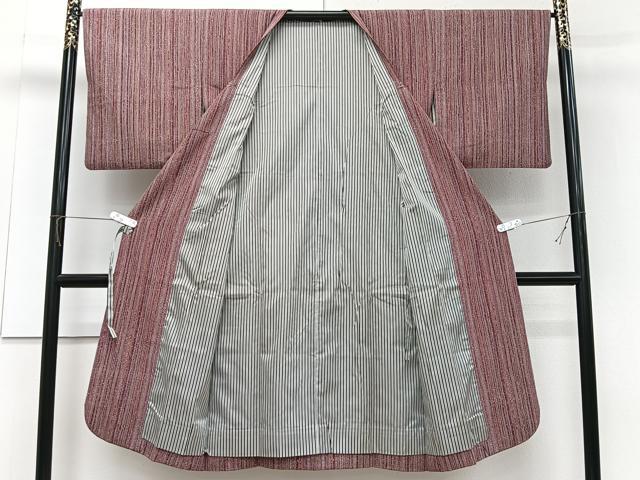平和屋着物#道行コート 縞 ショール付き ロング丈 正絹 逸品 CABI9547ua
