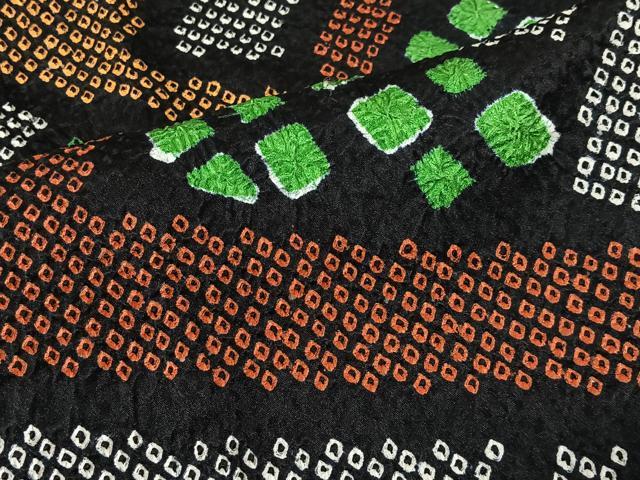 平和屋着物#道行コート 総絞り 抽象文様 黒地 正絹 逸品 CABI9579ua