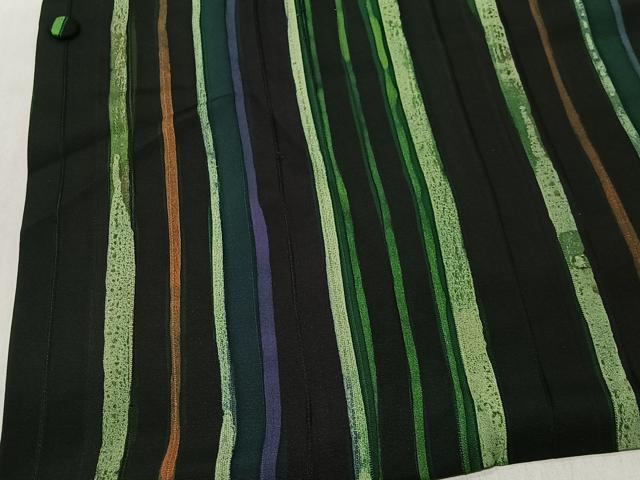 平和屋着物#道行コート ろうけつ染 地紋起こし 間道 黒地 正絹 逸品 CABI9584ua