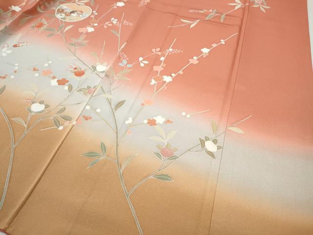 平和屋着物●訪問着 鴛鴦枝花文 暈し染め 金彩 正絹 逸品 CABI9602ut