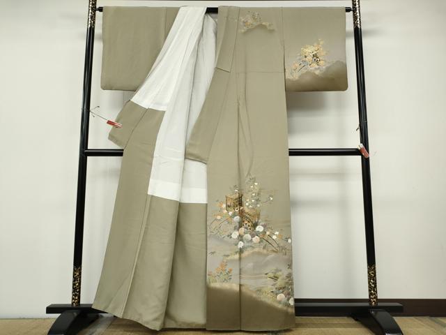 平和屋着物●訪問着 御所車花文 暈し染め 金銀彩 正絹 逸品 CABI9604ut
