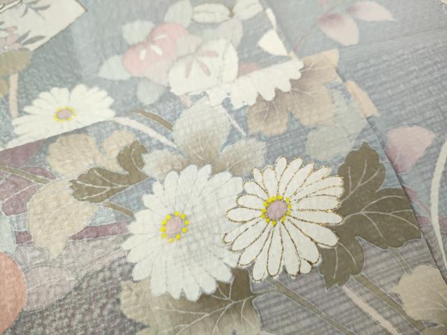 平和屋着物●訪問着 扇面草花文 金彩 正絹 逸品 CABI9606ut