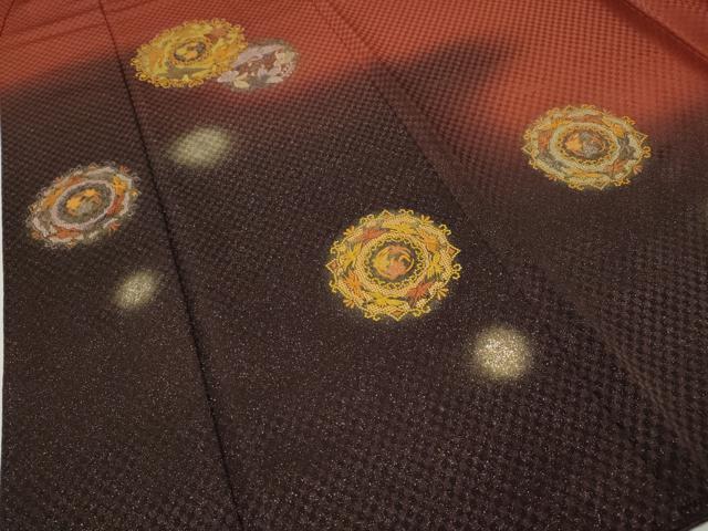 平和屋着物●中国三大刺繍 スワトウ刺繍 訪問着 飛鶴正倉院花文 暈し染め 金銀彩 正絹 逸品 CABI9609ut