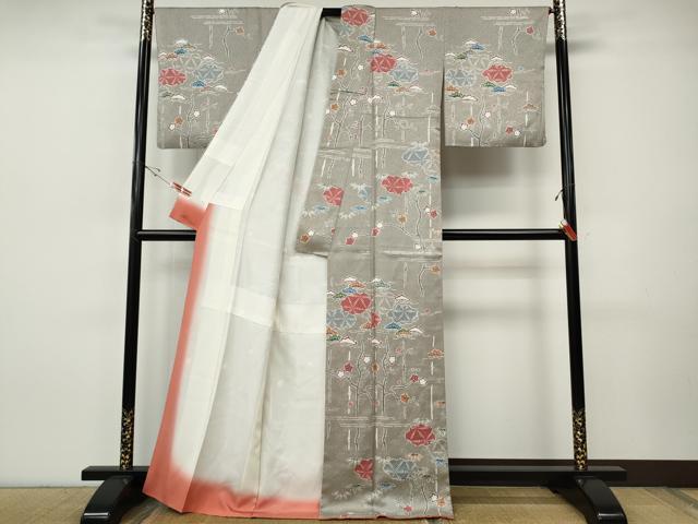 平和屋着物●上質な小紋 型染め 松梅文 正絹 逸品 CABI9612ut