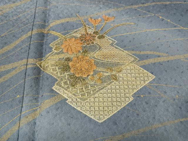 平和屋着物●中国三大刺繍 スワトウ刺繍 訪問着 松皮菱花文 金彩 正絹 逸品 未使用 CABI9615ut
