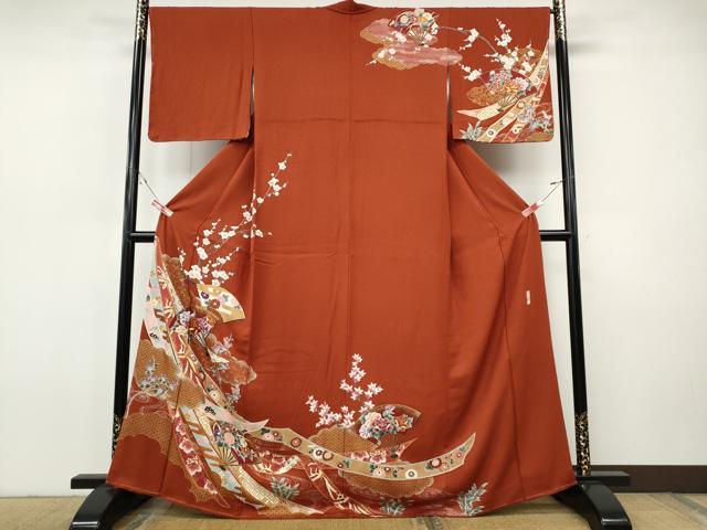 平和屋着物●訪問着 作家物 熨斗鳳凰扇面花文 金彩 正絹 逸品 CABI9618ut