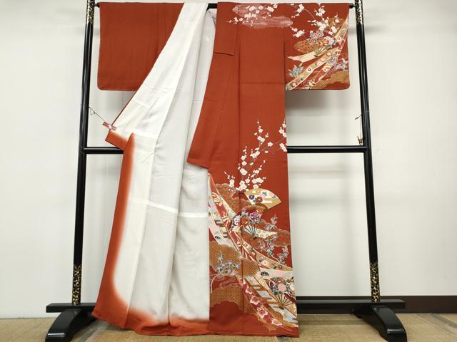 平和屋着物●訪問着 作家物 熨斗鳳凰扇面花文 金彩 正絹 逸品 CABI9618ut
