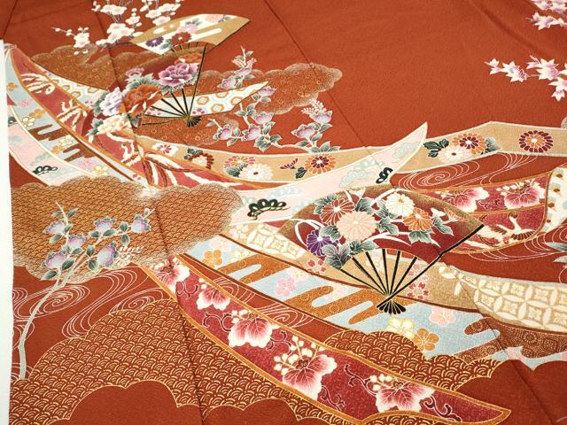 平和屋着物●訪問着 作家物 熨斗鳳凰扇面花文 金彩 正絹 逸品 CABI9618ut