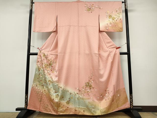 平和屋着物●訪問着 破れ色紙草花文 暈し染め 金彩 正絹 逸品 CABI9623ut