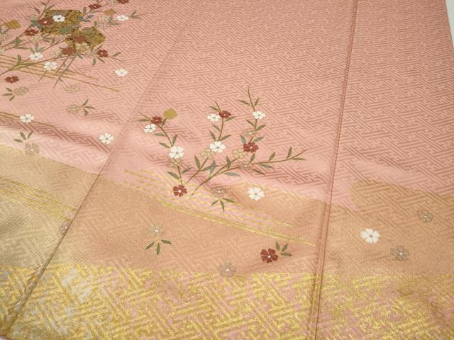 平和屋着物●訪問着 破れ色紙草花文 暈し染め 金彩 正絹 逸品 CABI9623ut