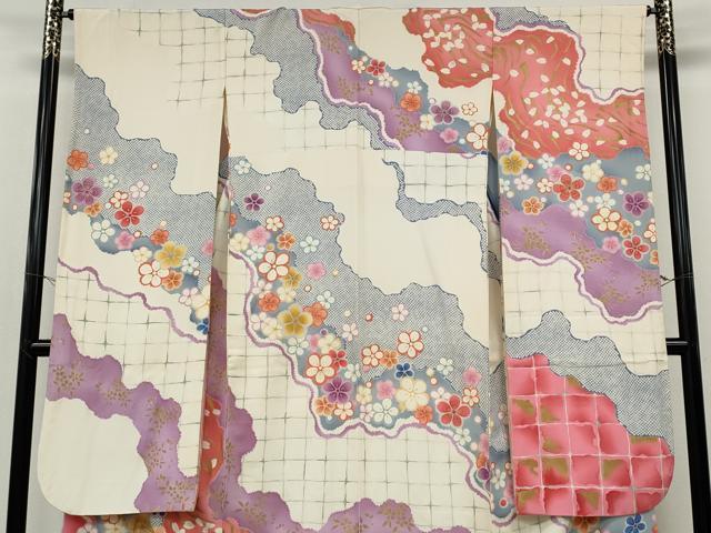平和屋着物●豪華振袖 駒刺繍 道長舞花文 金彩 正絹 逸品 CABI9626ut