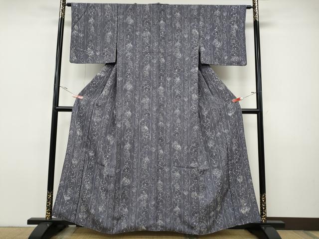 平和屋着物●上質な小紋 ろうけつ染め 葡萄蔦の葉間道 正絹 逸品 CABI9627ut