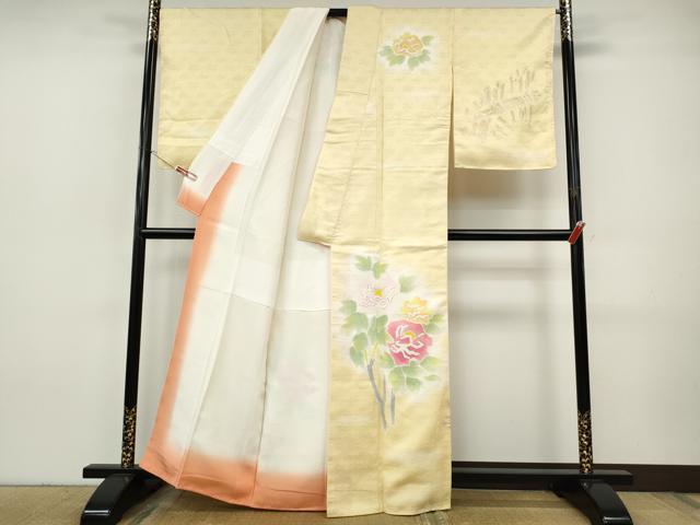 平和屋着物●訪問着 枝花文 暈し染め 正絹 逸品 CABI9628ut