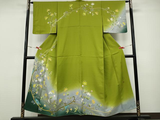 平和屋着物●着物作家 岡本龍三 訪問着 枝花文 暈し染め さが美扱い 正絹 逸品 未使用 CABI9635ut