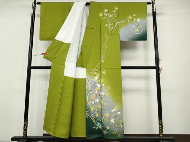 平和屋着物●着物作家 岡本龍三 訪問着 枝花文 暈し染め さが美扱い 正絹 逸品 未使用 CABI9635ut