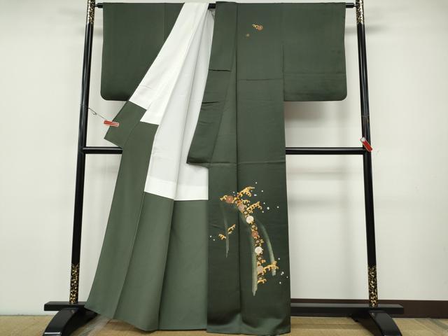平和屋着物●豪華色留袖 総刺繍 駒刺繍 立波舞花文 正絹 逸品 CABI9636ut