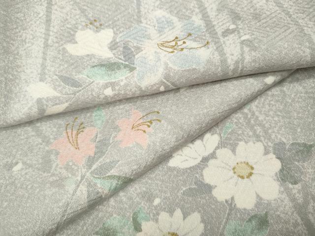平和屋着物●上質な小紋 枝花間道 金彩 正絹 逸品 CABI9651ut