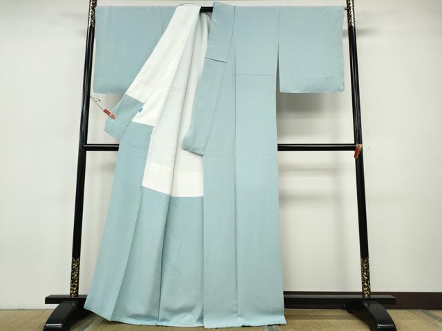 平和屋着物●上質な色無地 水色 正絹 逸品 未使用 CABI9652ut