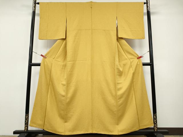 平和屋着物●上質な色無地 草花地紋 鬱金色 やまと誂製 正絹 逸品 CABI9653ut