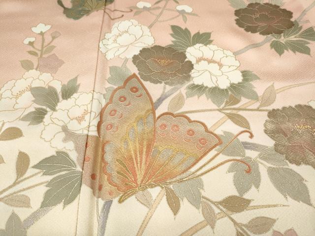 平和屋着物●訪問着 花蝶文 暈し染め 金銀彩 ロング丈 正絹 逸品 CABI9656ut