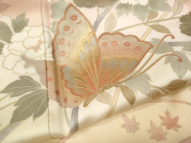 平和屋着物●訪問着 花蝶文 暈し染め 金銀彩 ロング丈 正絹 逸品 CABI9656ut