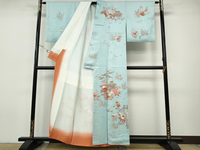 平和屋着物●訪問着 風景草花文 金彩 正絹 逸品 CABI9658ut