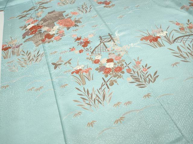 平和屋着物●訪問着 風景草花文 金彩 正絹 逸品 CABI9658ut