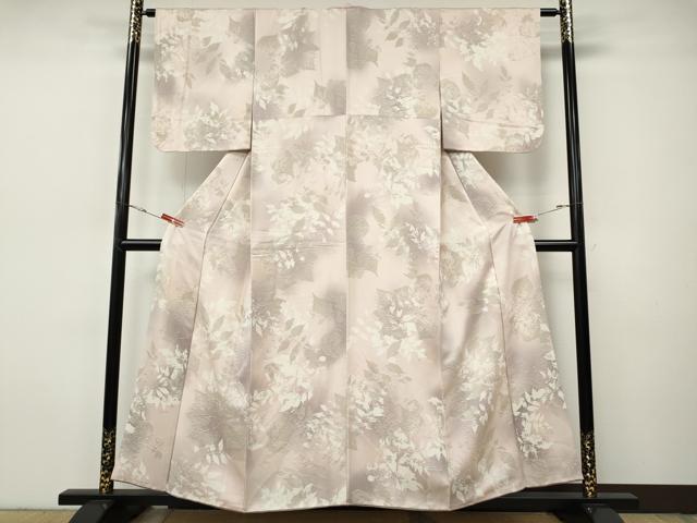 平和屋着物●上質な小紋 レリーフ染 枝葉文 正絹 逸品 CABI9661ut