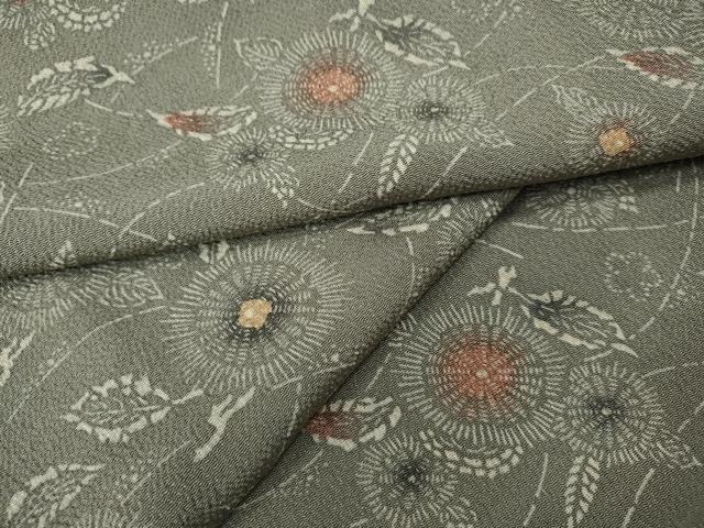 平和屋着物●上質な小紋 型染め 舞花文 鬼しぼ縮緬 正絹 逸品 CABI9662ut