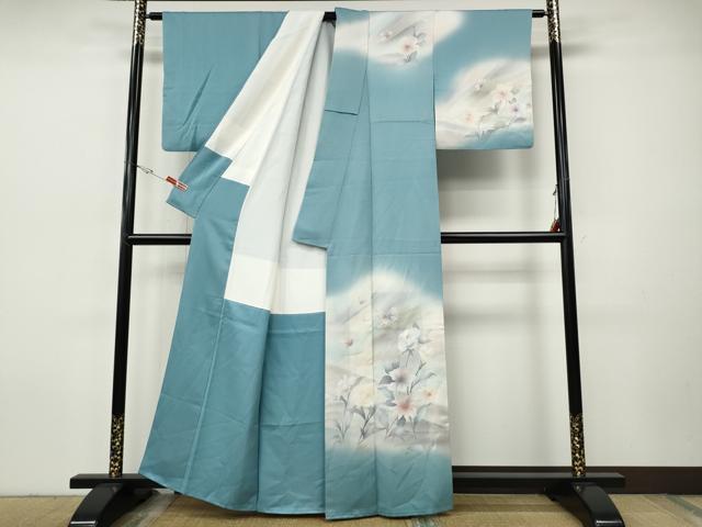 平和屋着物●染色作家 草野一騎 訪問着 花蝶文 暈し染め 金銀彩 正絹 逸品 CABI9663ut