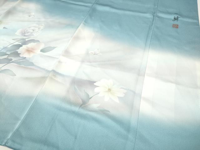 平和屋着物●染色作家 草野一騎 訪問着 花蝶文 暈し染め 金銀彩 正絹 逸品 CABI9663ut
