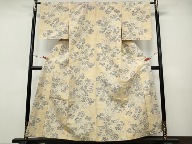 平和屋着物●上質な紬 草花文 正絹 逸品 CABI9668ut