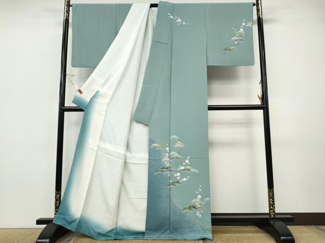 平和屋着物●十日町友禅 女流作家 遠田藤舟 訪問着 松梅文 正絹 逸品 CABI9672ut