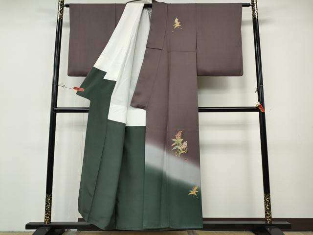 平和屋着物●訪問着 草花文 暈し染め 金彩 正絹 逸品 CABI9673ut