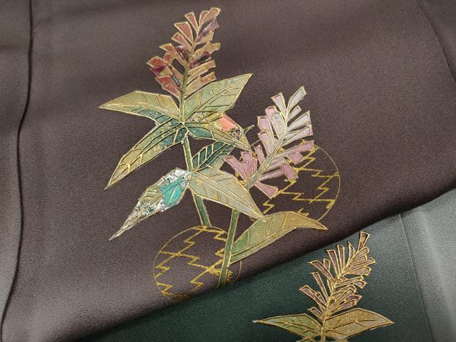 平和屋着物●訪問着 草花文 暈し染め 金彩 正絹 逸品 CABI9673ut