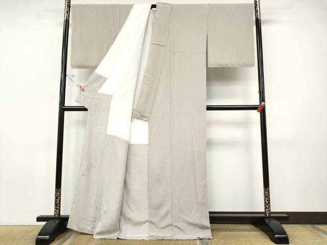 平和屋着物●松尾光琳 色無地 枯野色 鬼しぼ縮緬 正絹 逸品 CABI9674ut