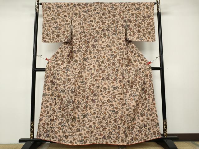 平和屋着物●上質な小紋 更紗花唐草文 正絹 逸品 CABI9679ut
